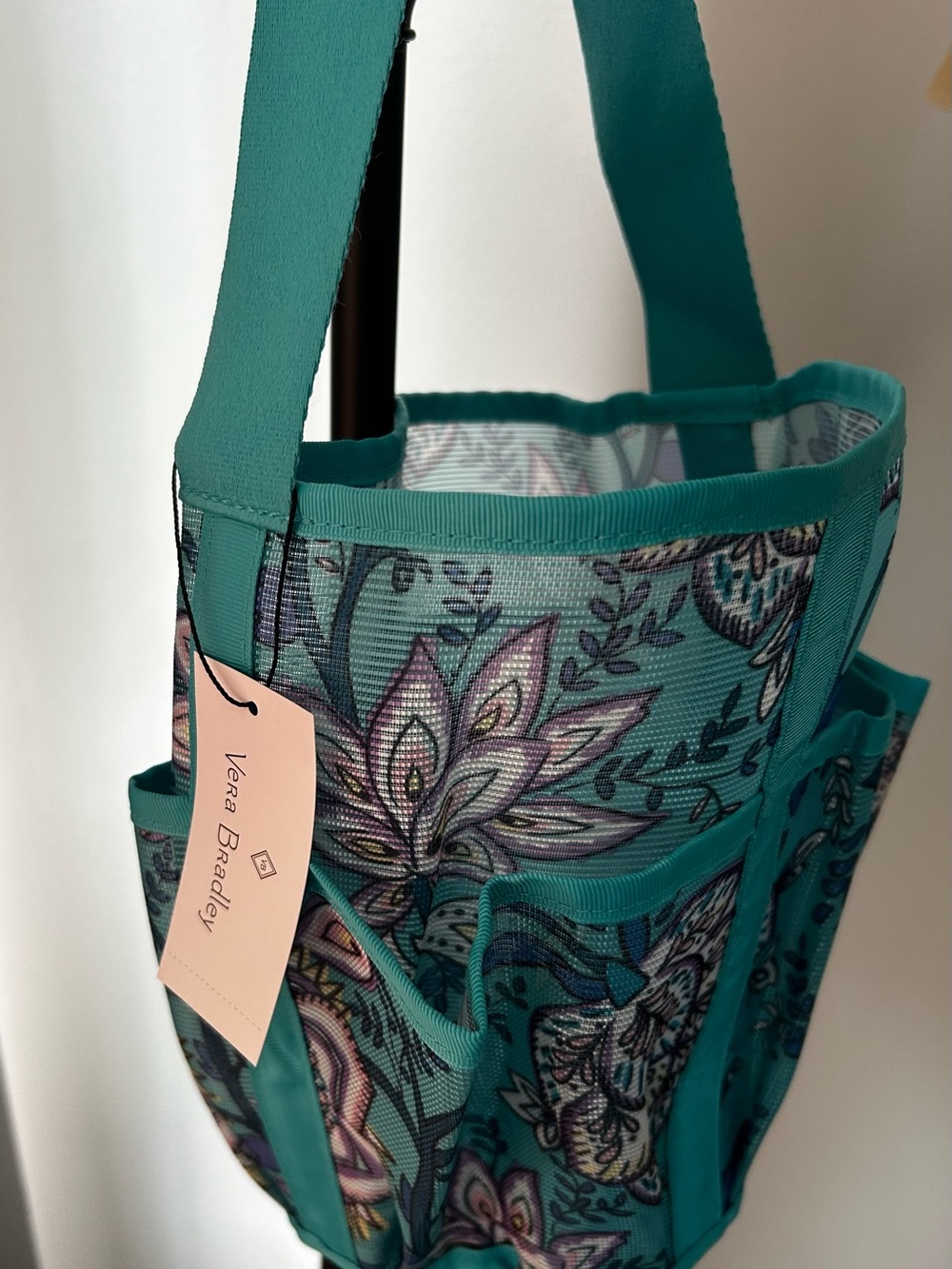 Vera Bradley Mesh Peacock Garden Shower Caddy Organizer Teal/Blue